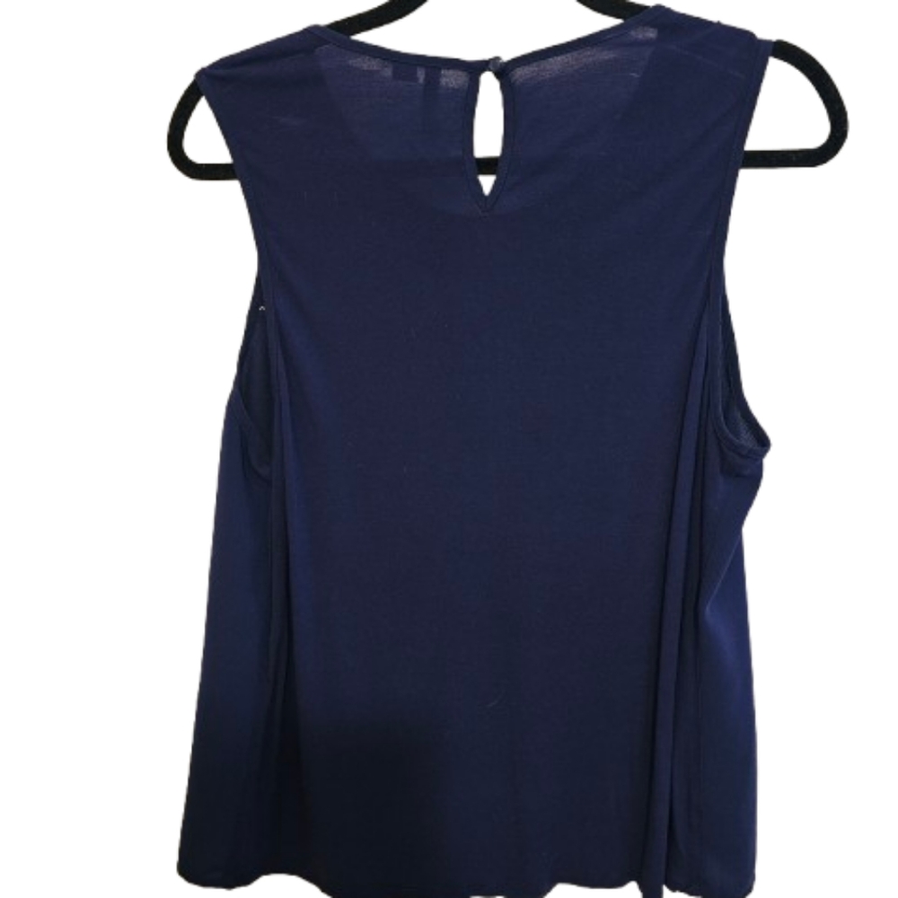 Elle Navy Blue Smocked Tank Top - Picture 2 of 6